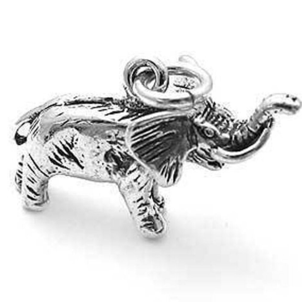 Elephant With Raised Trunk Charm In 3d Sterling S… - image 1